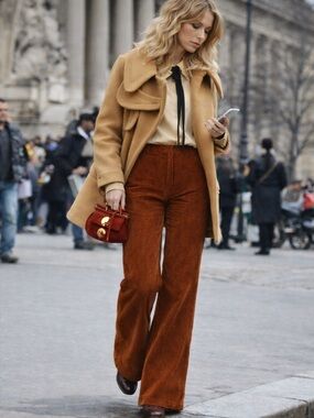 Women’s Corduroy Wide-Leg Pants in Rust